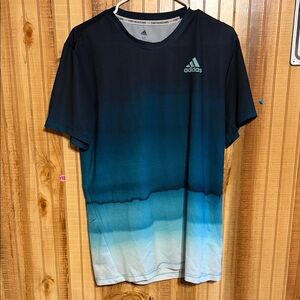 Adidas Navy and Teal Ombre Tee